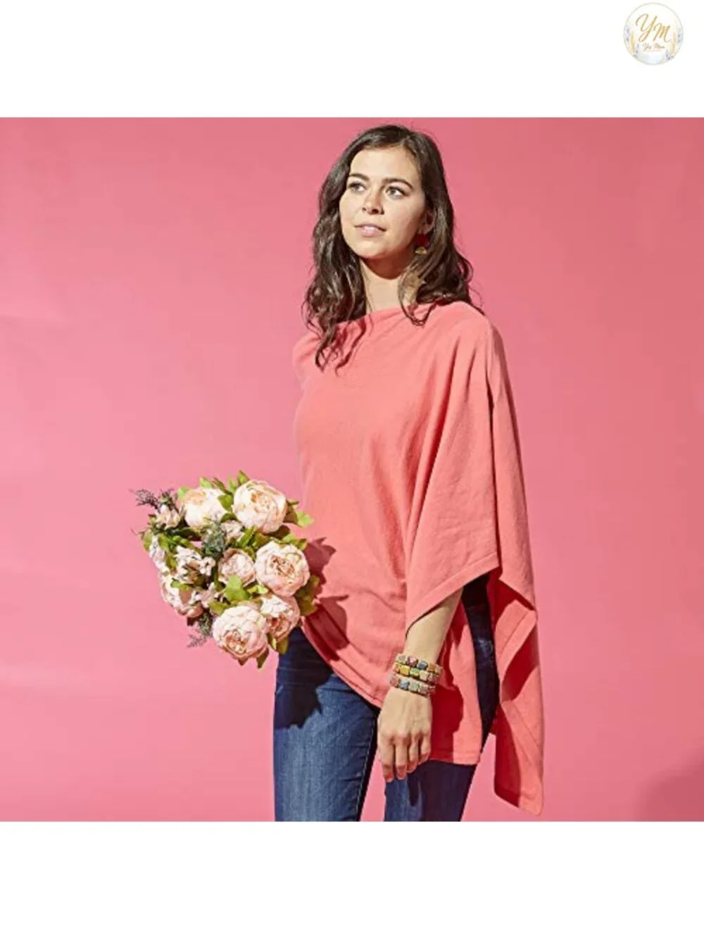 100% Cotton Colorblock Everyday Poncho Lightweight Wrap
